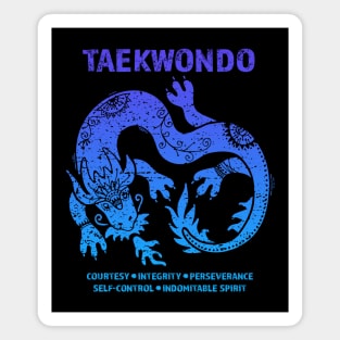 Taekwondo Five Tenets Blue Dragon Artwork Martial Arts Magnet